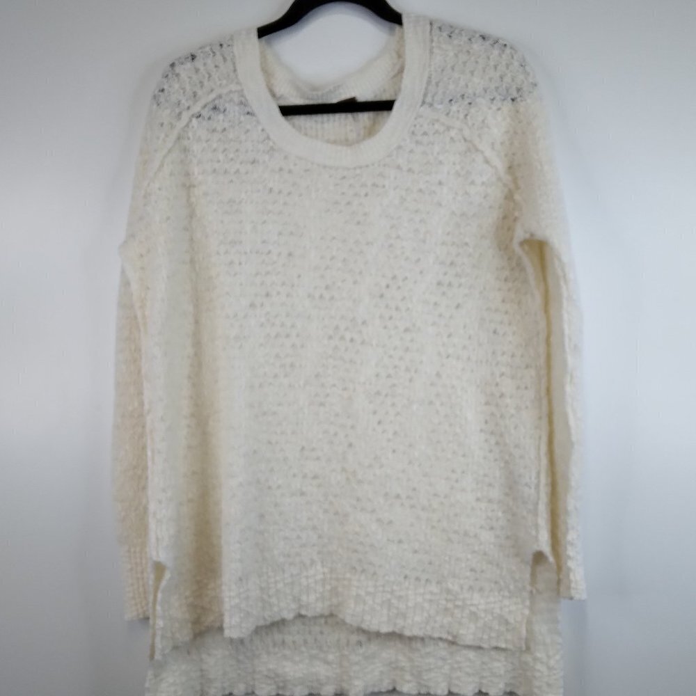 Free People Fuzzy Knit Oversized Sweater Ivory Loose Knit Pullover Size S